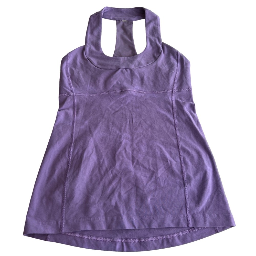 Lululemon Scoop Neck Purple Racerback Tank Top Built In Bra Women's Size 4